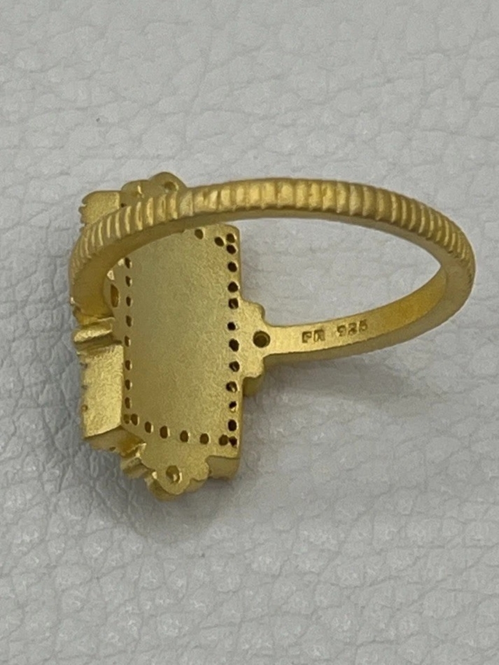 Freida Rothman Gold Ring with Emerald Green Rectangular Stone - Picture 4 of 4